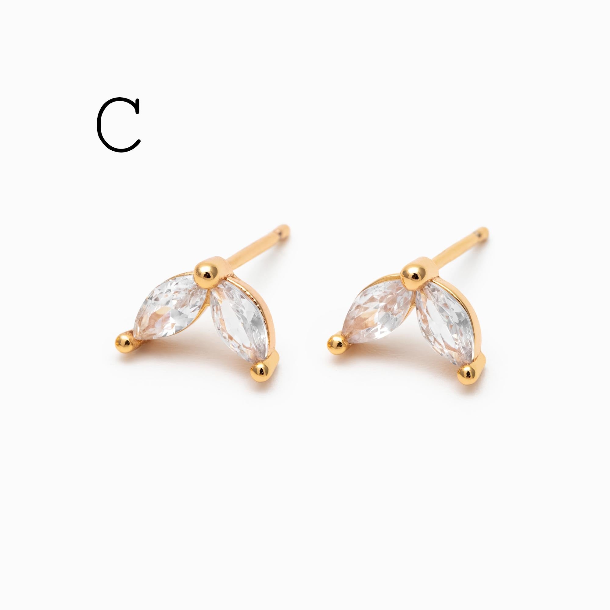 4pcs CZ Pave Dainty Earring, 18K Gold Plated Brass, Jewelry Making, Diy Material, Jewelry Supplies (GB-3369)